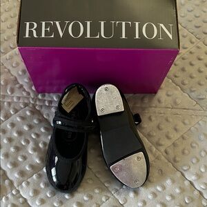 Revolution Glossy Black Kids Tap Shoes